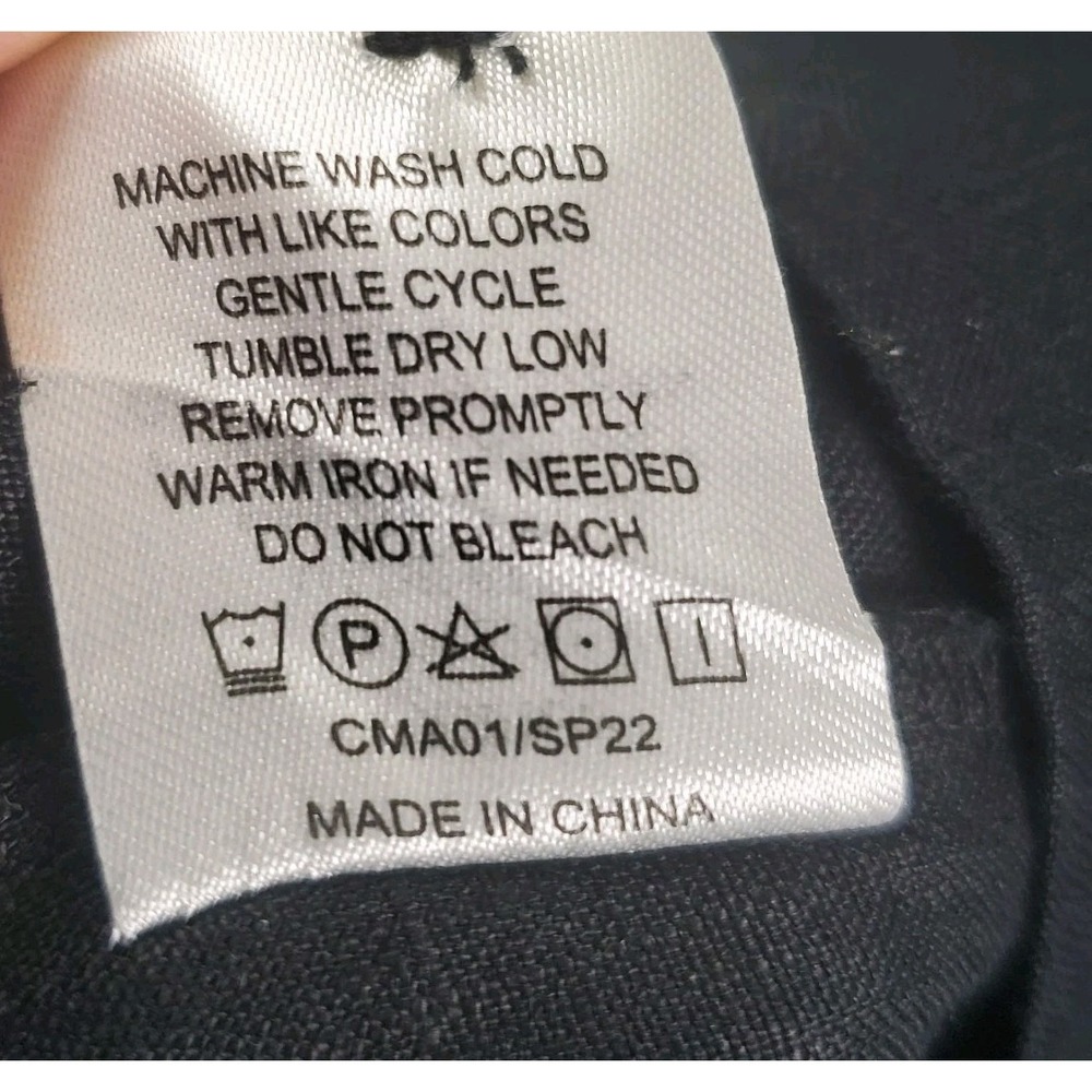Quince European Linen Midi Dress Womens Xs Black Button Front Short Sleeve New - Picture 9 of 14